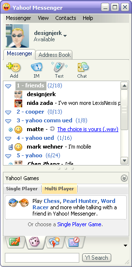 Yahoo! Messenger main window